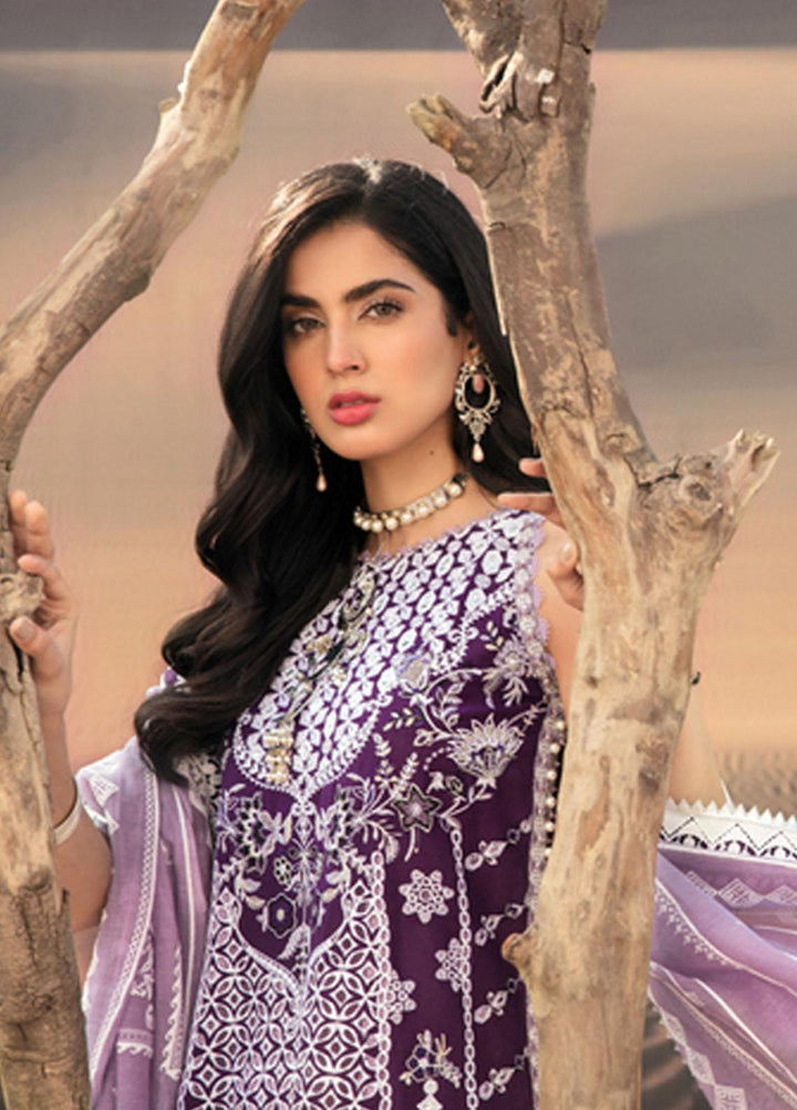 Noor by Saadia Asad Embroidered Lawn Suits Unstitched 3 Piece SA21NL 11A - Luxury Collection