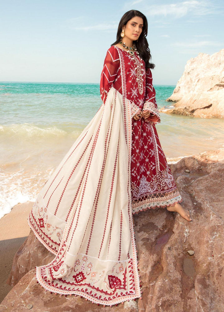 Noor by Saadia Asad Embroidered Lawn Suits Unstitched 3 Piece SA21NL 12B - Luxury Collection