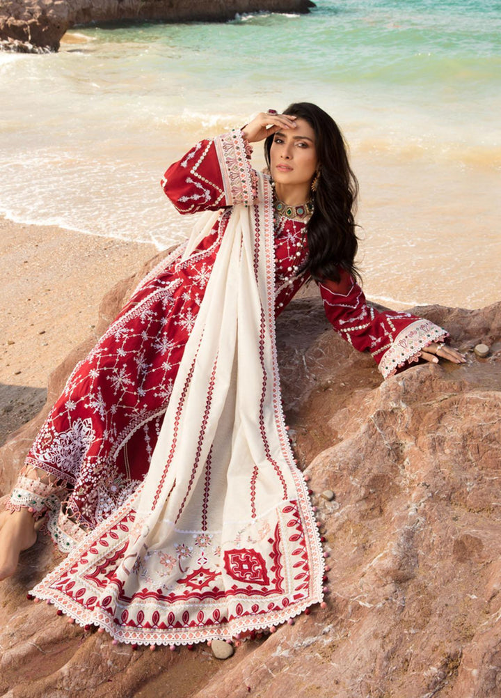 Noor by Saadia Asad Embroidered Lawn Suits Unstitched 3 Piece SA21NL 12B - Luxury Collection