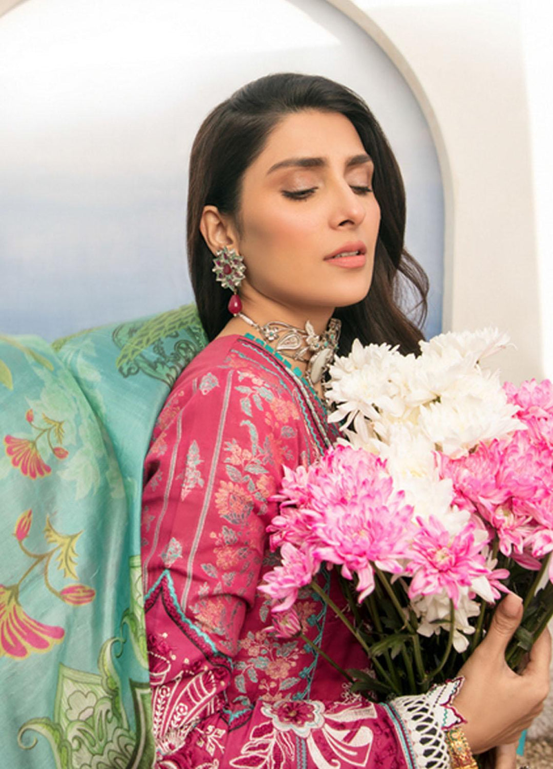 Noor by Saadia Asad Embroidered Lawn Suits Unstitched 3 Piece SA21NL 3A - Luxury Collection