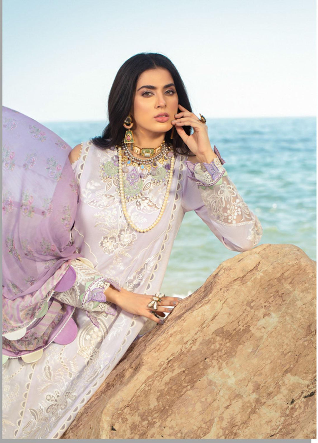 Noor by Saadia Asad Embroidered Lawn Suits Unstitched 3 Piece SA21NL 4B - Luxury Collection