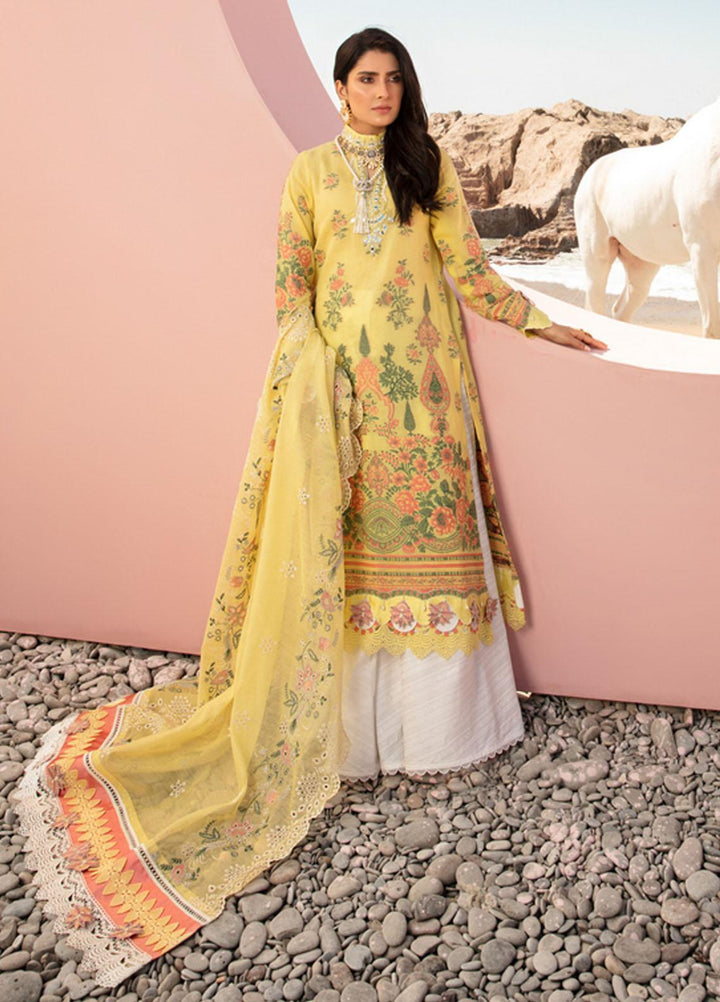 Noor by Saadia Asad Embroidered Lawn Suits Unstitched 3 Piece SA21NL 5B - Luxury Collection