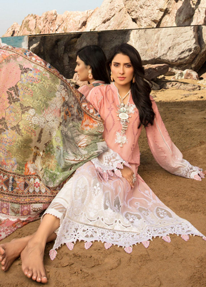 Noor by Saadia Asad Embroidered Lawn Suits Unstitched 3 Piece SA21NL 6B - Luxury Collection