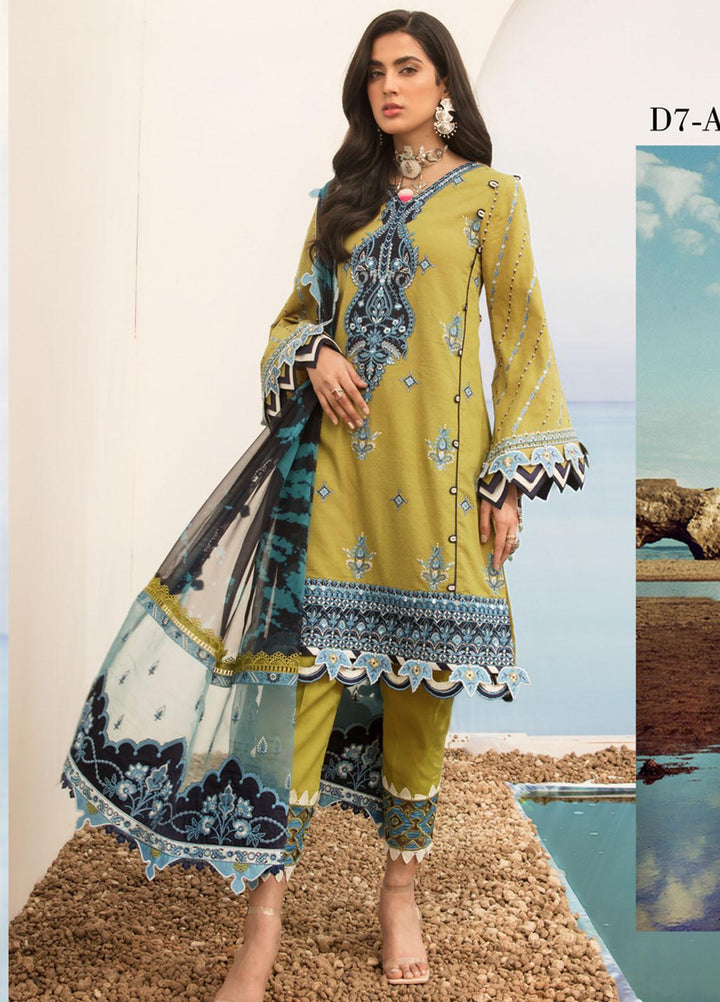 Noor by Saadia Asad Embroidered Lawn Suits Unstitched 3 Piece SA21NL 7A - Luxury Collection
