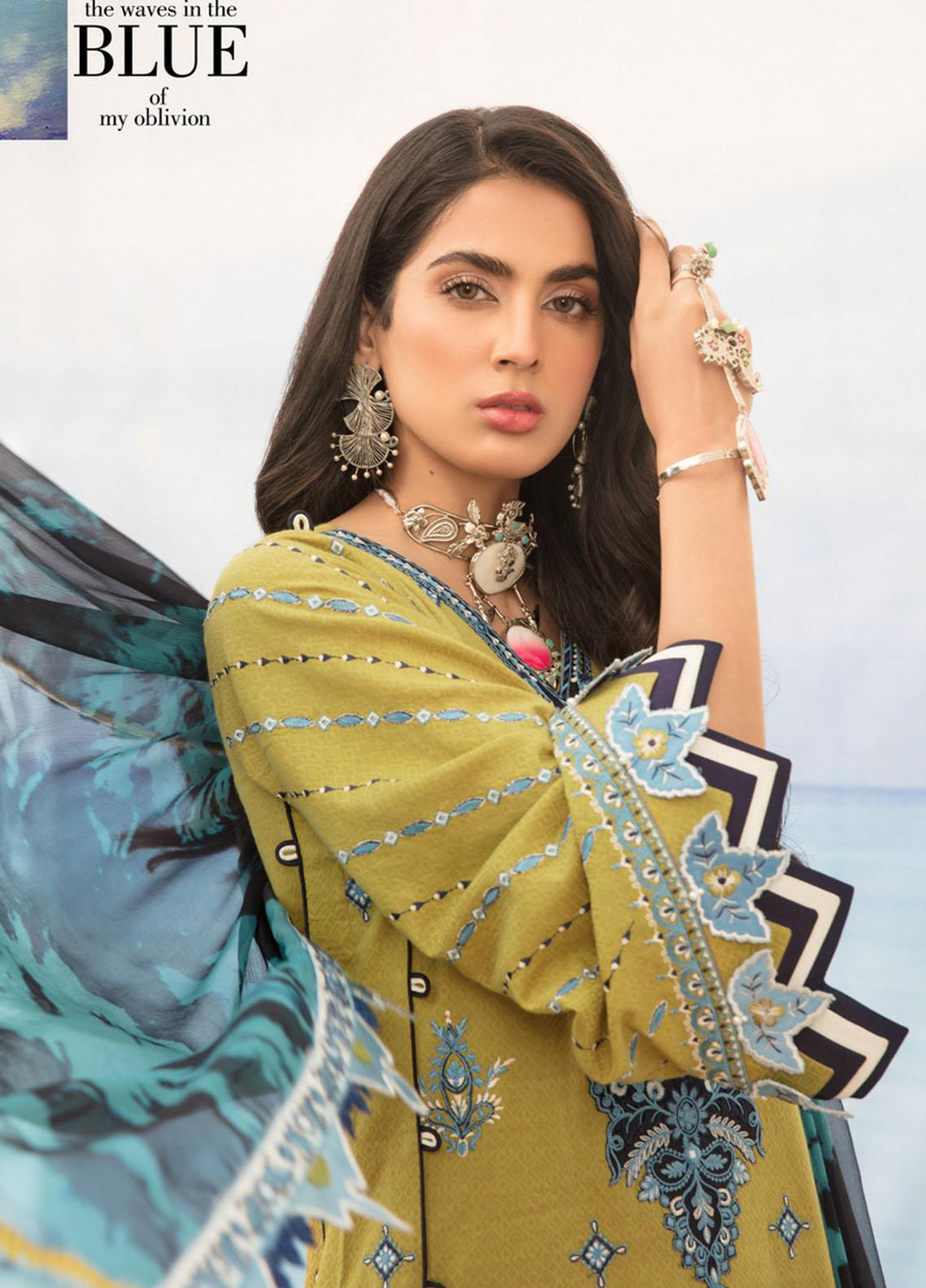 Noor by Saadia Asad Embroidered Lawn Suits Unstitched 3 Piece SA21NL 7A - Luxury Collection
