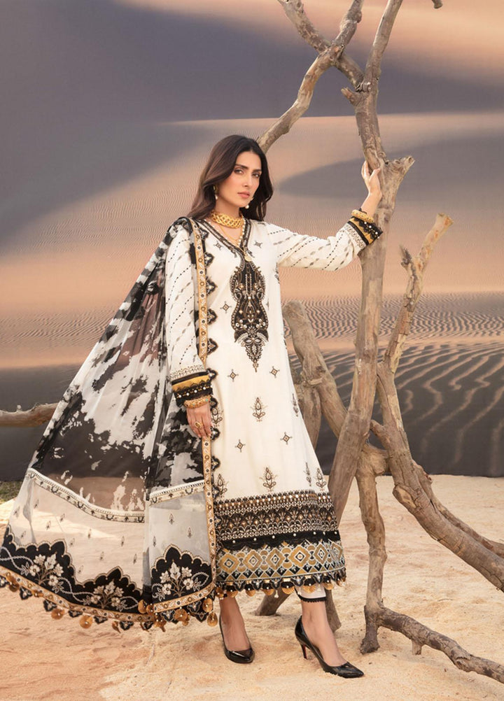 Noor by Saadia Asad Embroidered Lawn Suits Unstitched 3 Piece SA21NL 7B - Luxury Collection