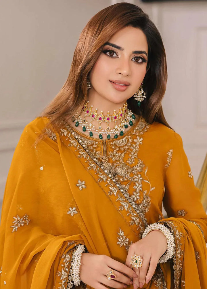 Noorie x Maahru x Meerab By Asim Jofa Embroidered Unstitched Suit 3 Piece AJ23NMM AJSM-27 - Festive Collection