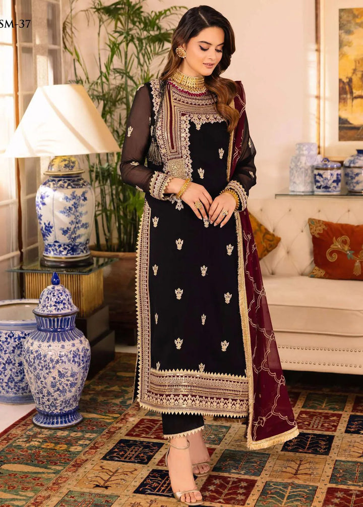 Noorie x Maahru x Meerab By Asim Jofa Embroidered Unstitched Suit 3 Piece AJ23NMM AJSM-37 - Festive Collection