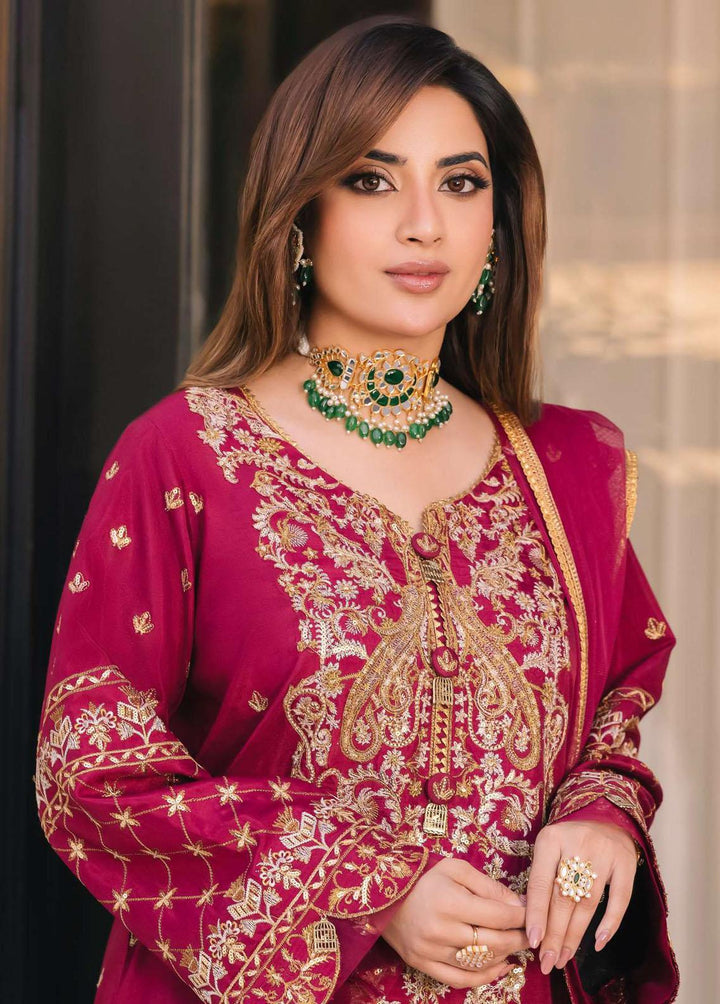 Noorie x Maahru x Meerab By Asim Jofa Embroidered  Suits Unstitched 3 Piece AJ23NMM AJSM-46 - Festive Collection