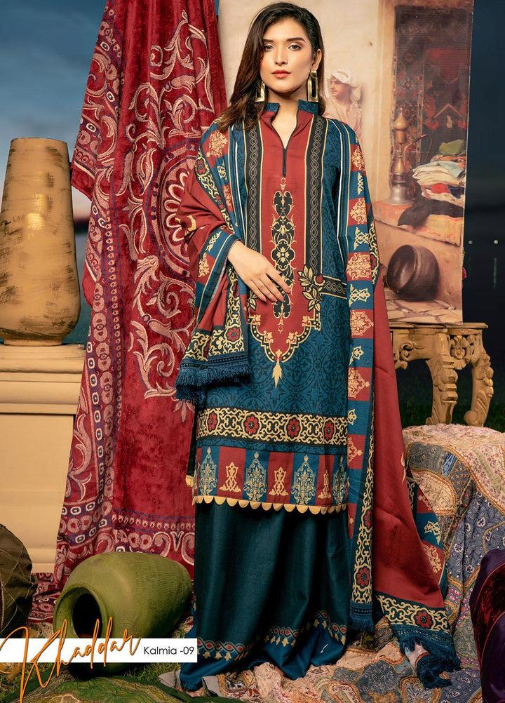 Noorma Kamal Printed Khaddar Suits Unstitched 3 Piece NK21WL Kalmia-09 - Winter Collection