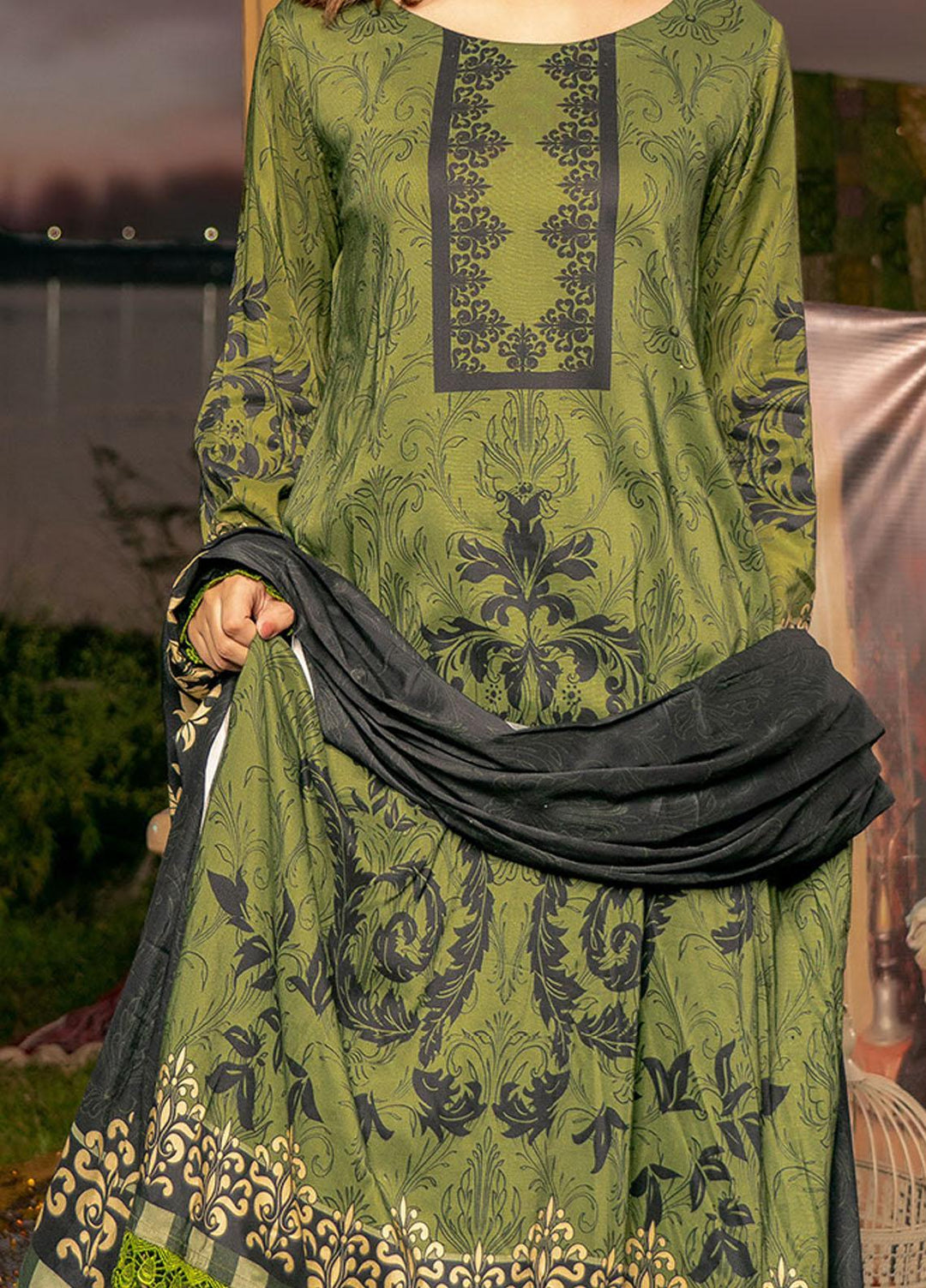 Noorma Kamal Printed Linen Suits Unstitched 3 Piece NK21WL Orchid-04 - Winter Collection