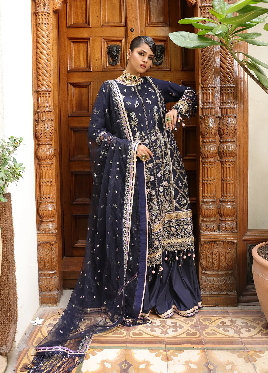 Nora By Salitex Embroidered Net Suit Unstitched 3 Piece SUNS24NO010UT - Formal Collection