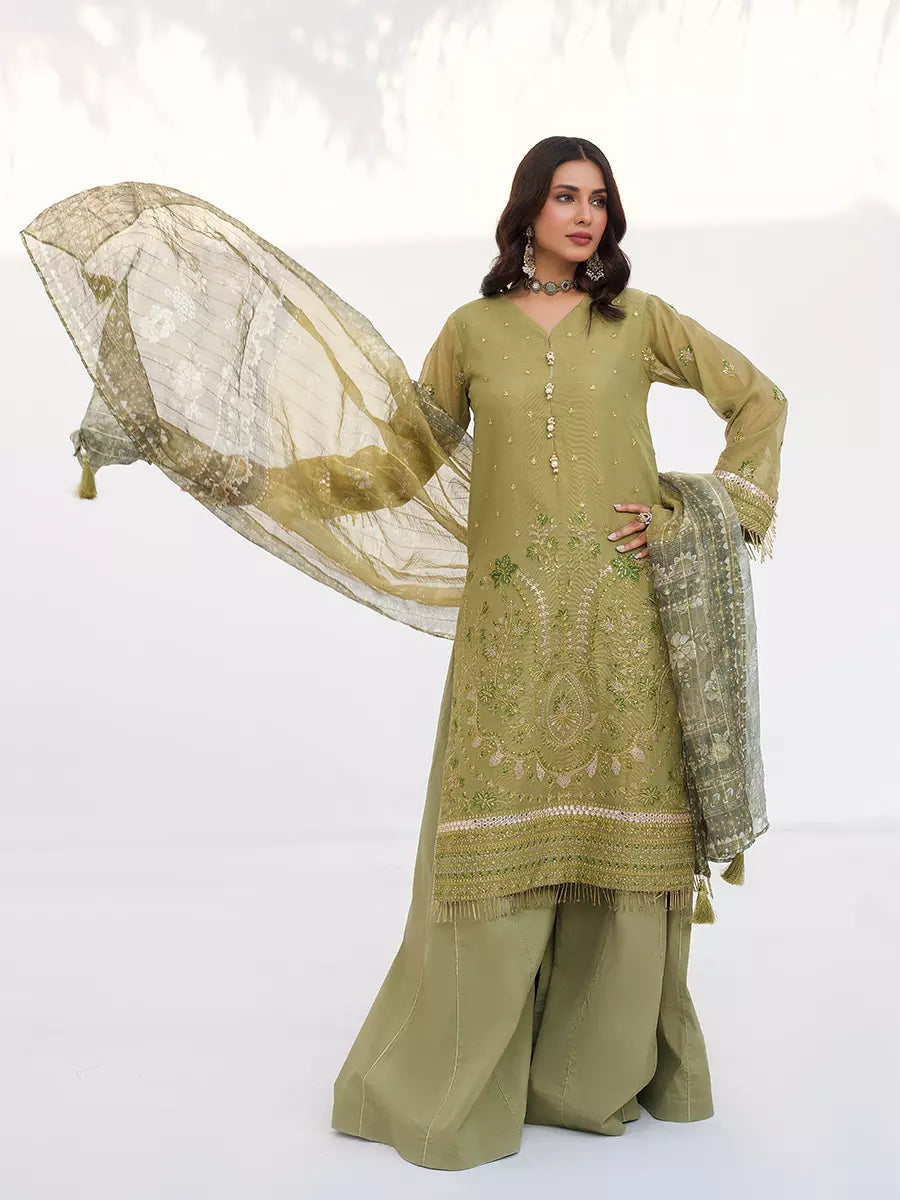 Salitex Unstitched Embroidered Raw Silk 3 Piece Suit SUNW7NO097 - Festive Collection