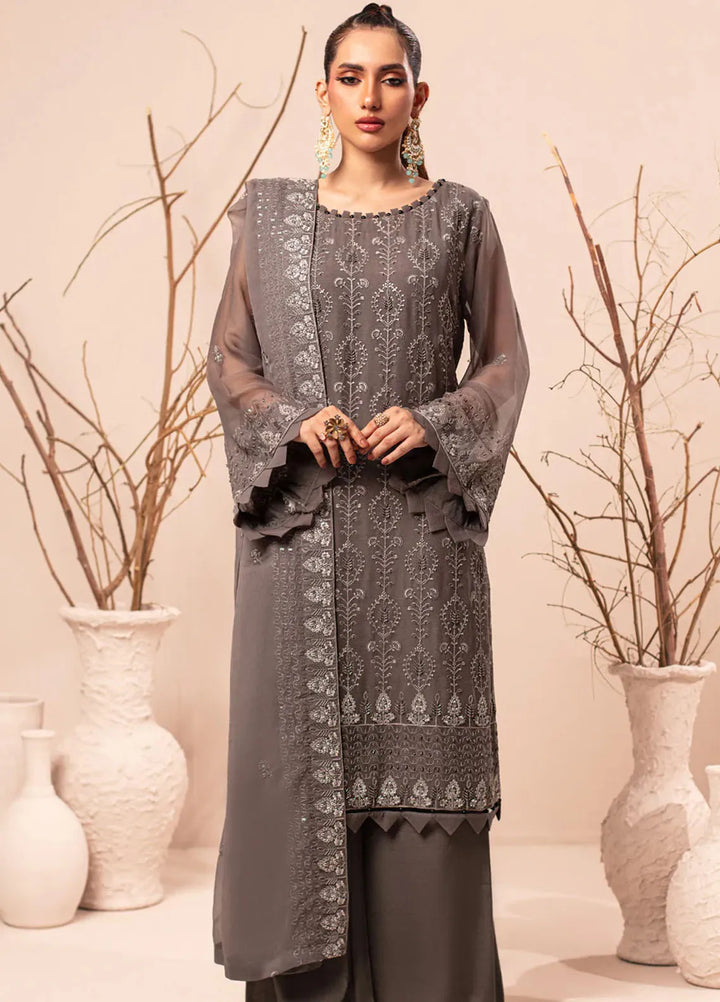 Nur By Shamooz Embroidered Chiffon Suit Unstitched 4 Piece SHM24N SU-099 - Formals Collection