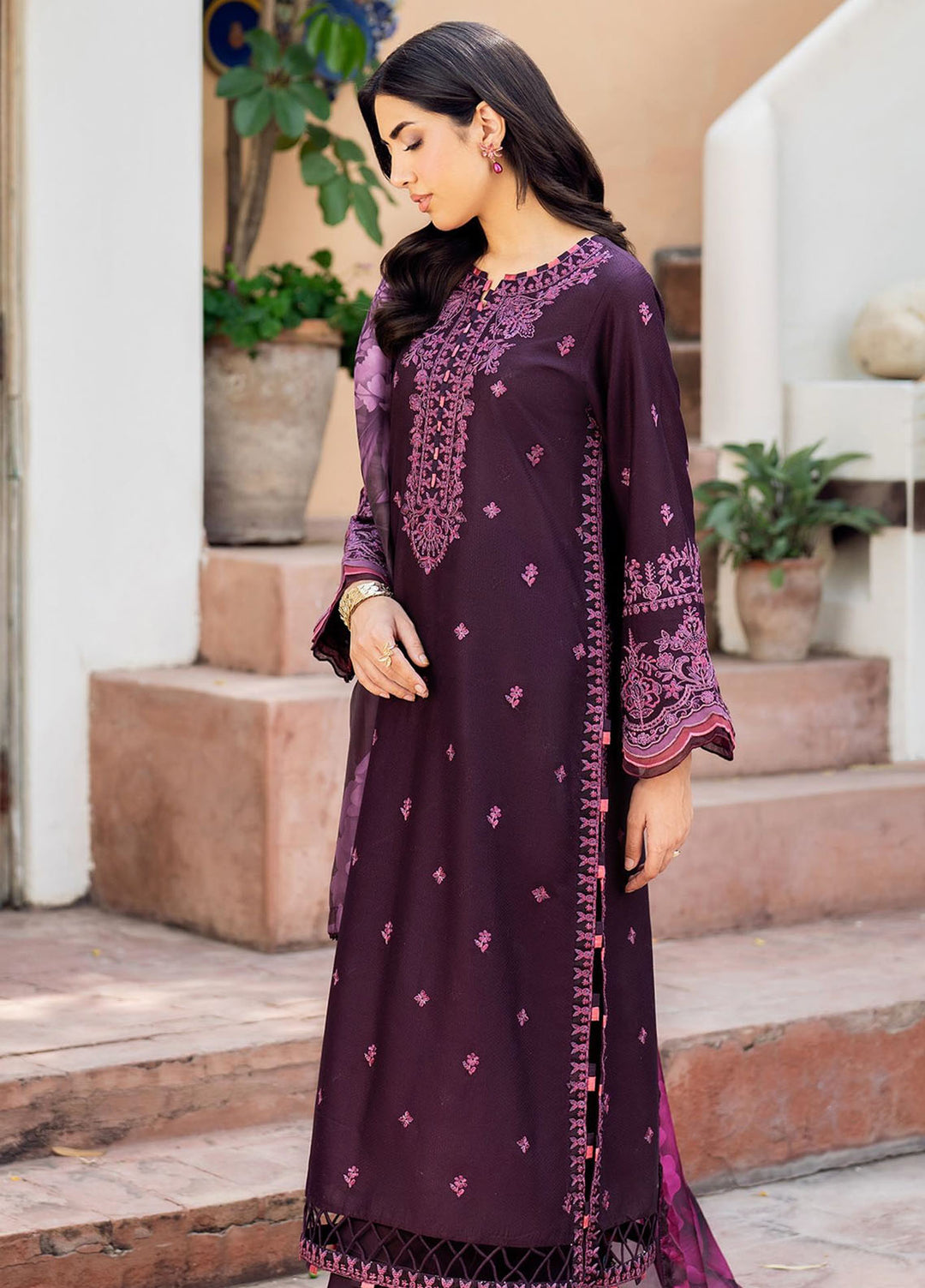 Nura by Zarif Embroidered Lawn Suits Unstitched 3 Piece ZF25TL Nura-04 Faha - Summer Collection