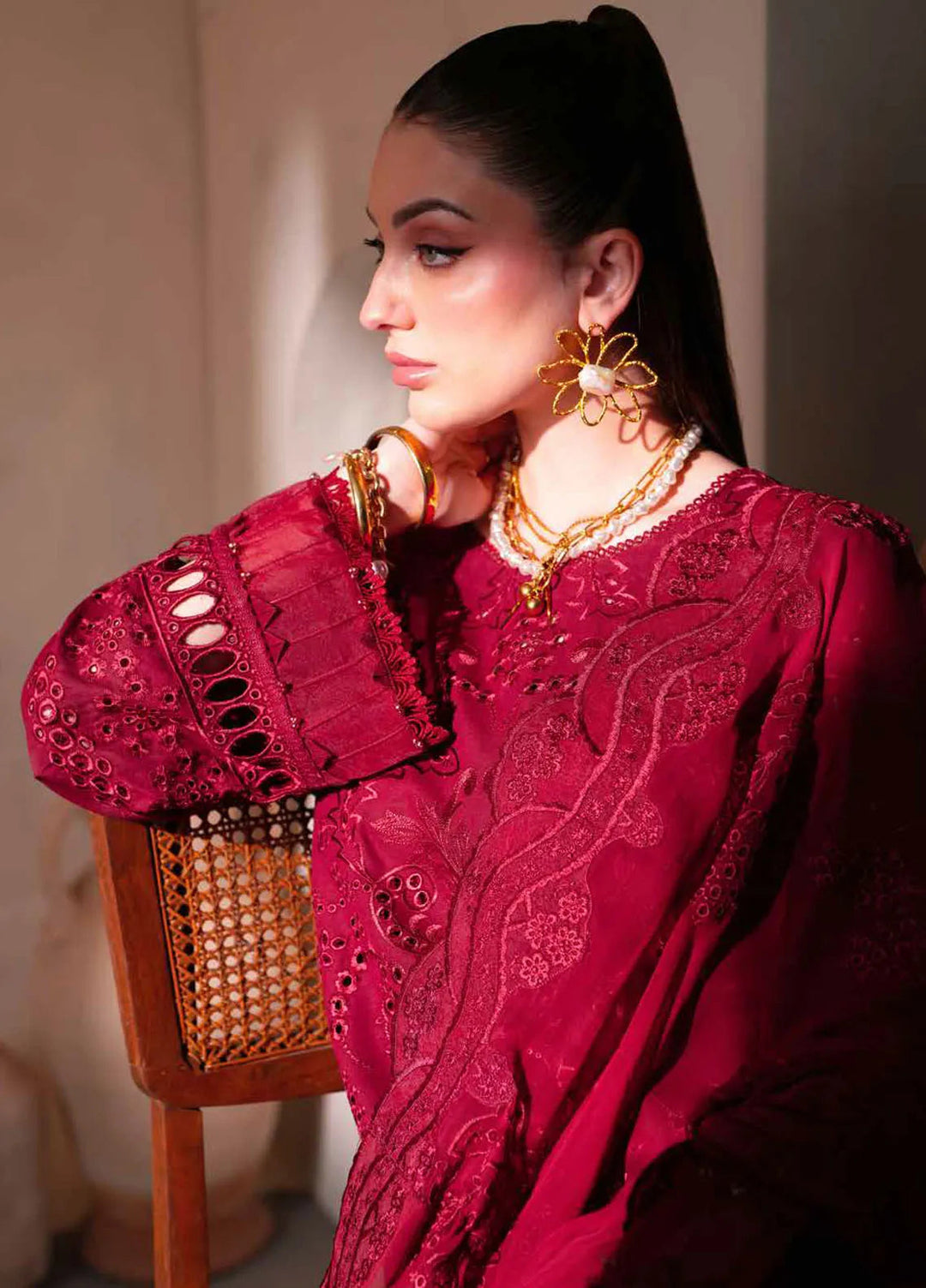 Nureh Chikankari Karandi Suit Unstitched 3 Piece NU24EK NE-104 - Winter Collection