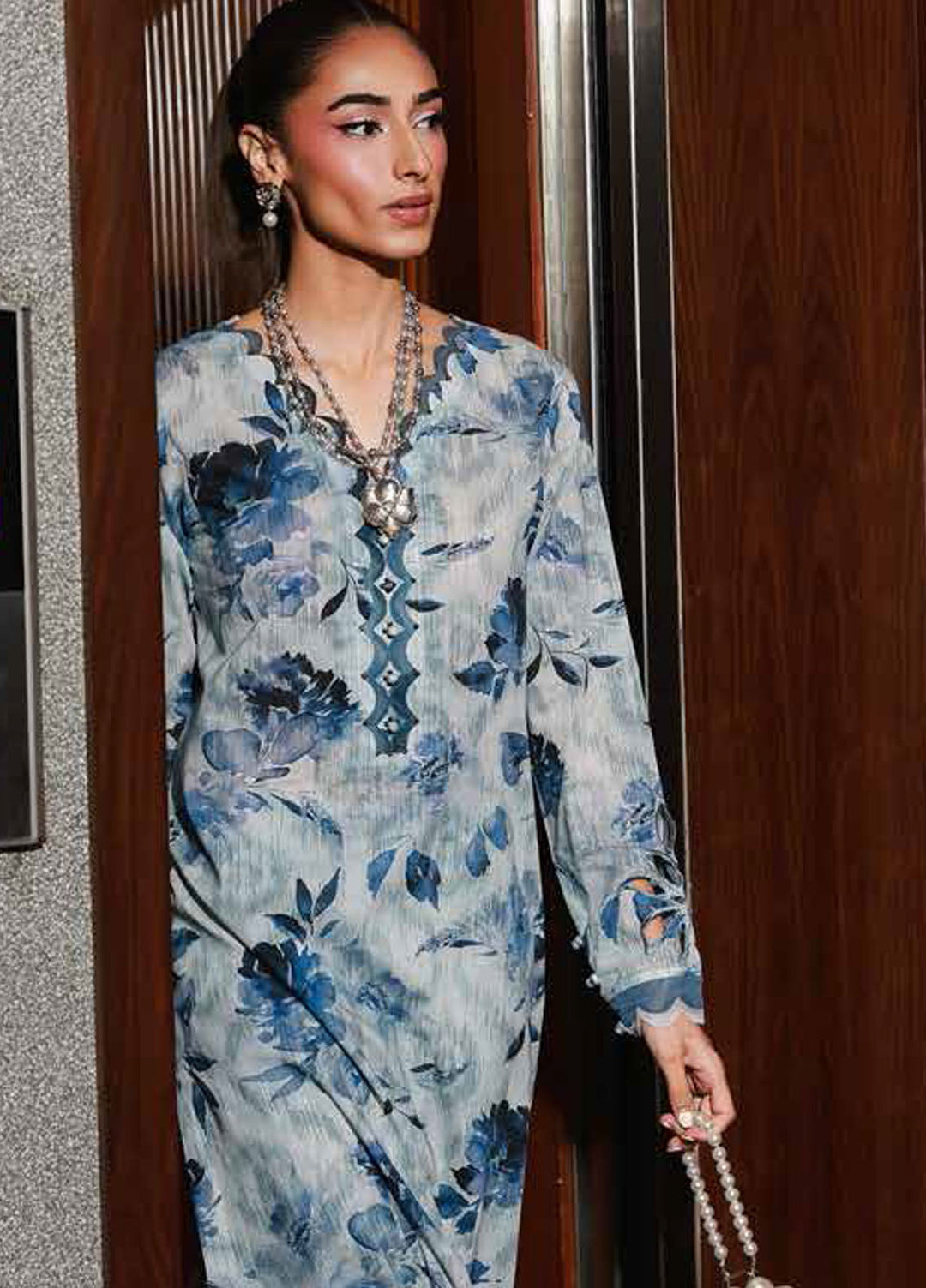 Nureh Chikankari Lawn Suits Unstitched 2 Piece NU25BRU NU2-177 - Summer Collection