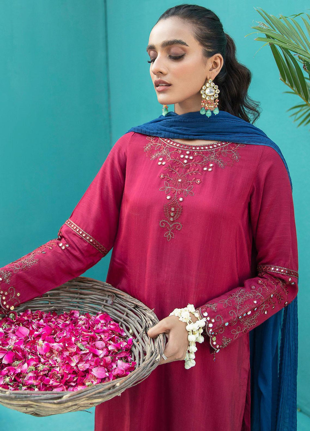 Nureh Luxury Pret Embroidered Raw Silk 3 Piece Suit NP-90