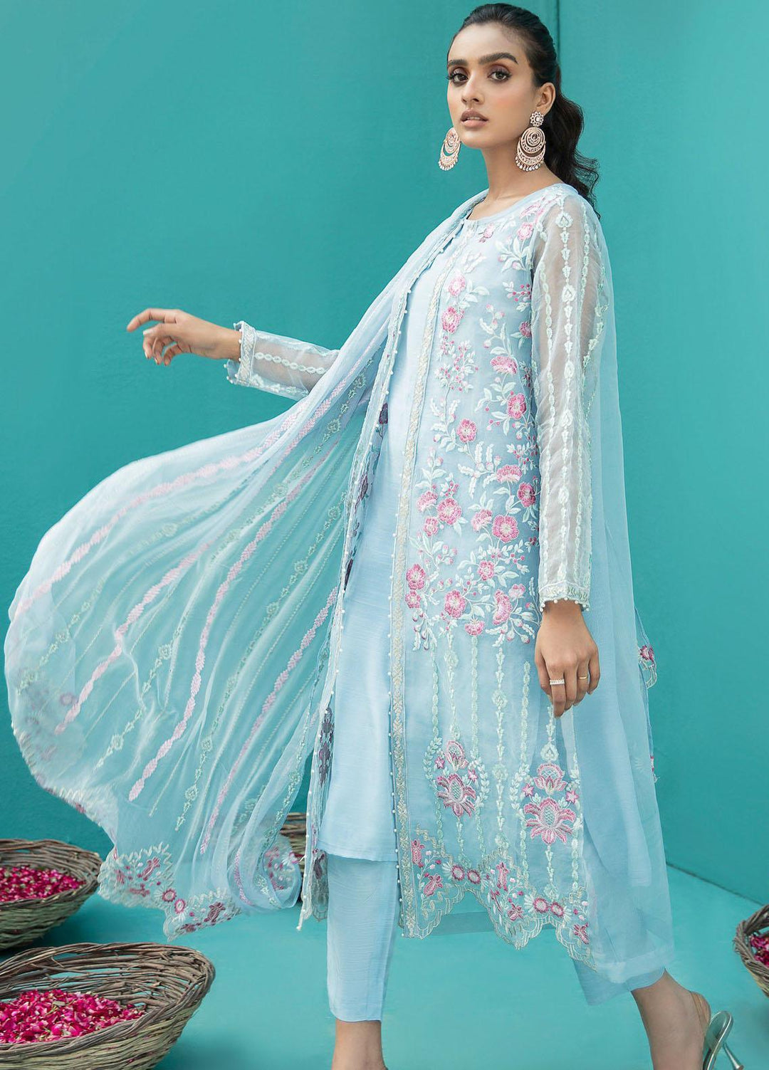 Nureh Luxury Pret Embroidered Organza 3 Piece Suit NP-96