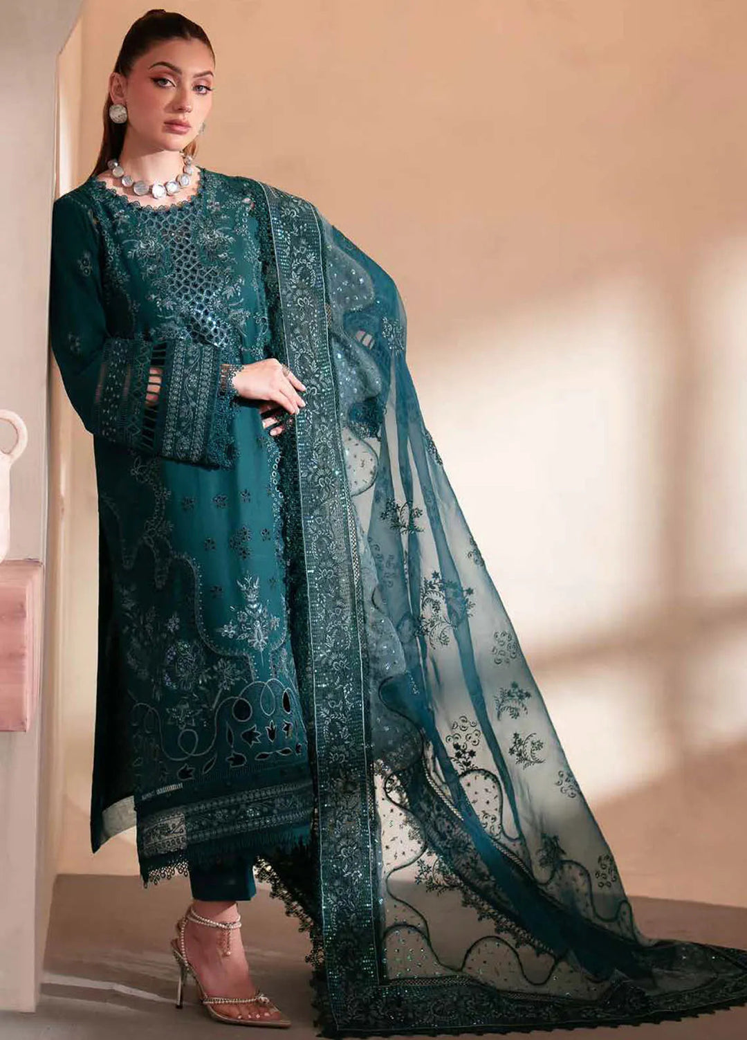 Nureh Embroidered Karandi Suit Unstitched 3 Piece NU24EK NE-101 - Winter Collection