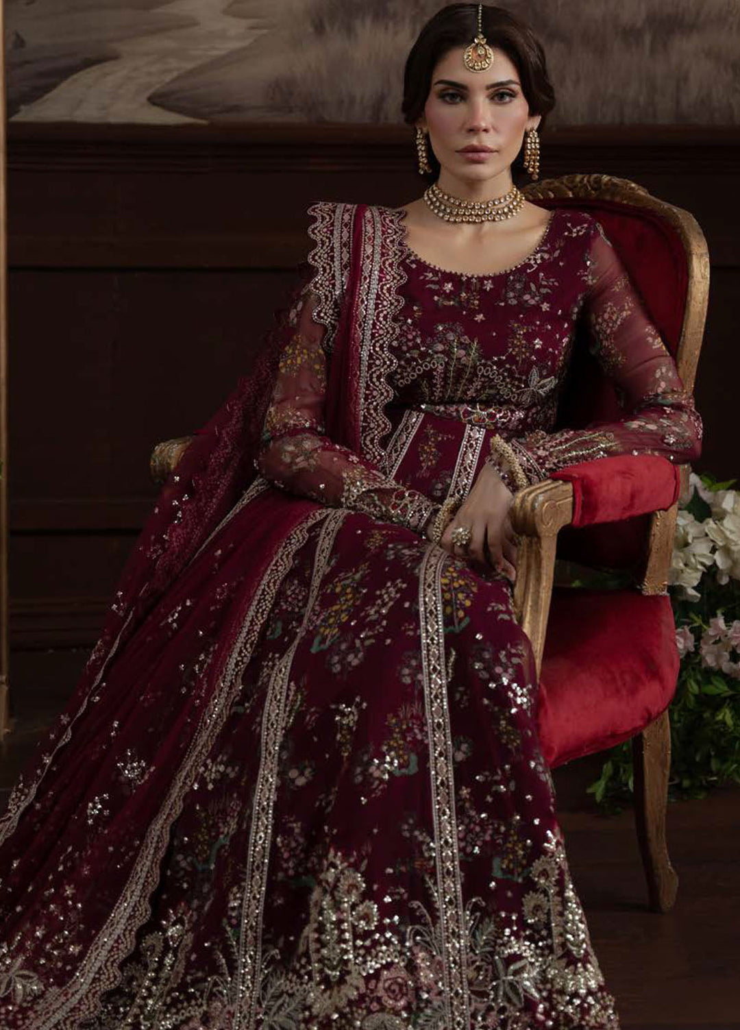 Nureh Embroidered Chiffon Suits Unstitched 4 Piece Suit NU25ELU NEL-72 - Luxury Collection