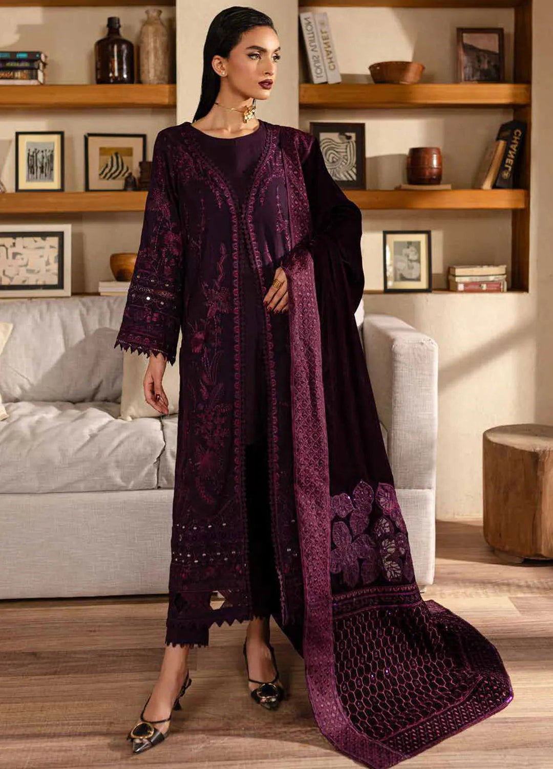 peach leather dress Sephora Print Zari Leather Peach Collection 2025 (D-05) Umar Poshak