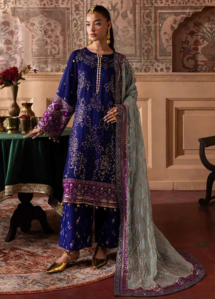 Nureh Embroidered Silk Suits Unstitched 3 Piece NU25NM NE-137 - Formals Collection