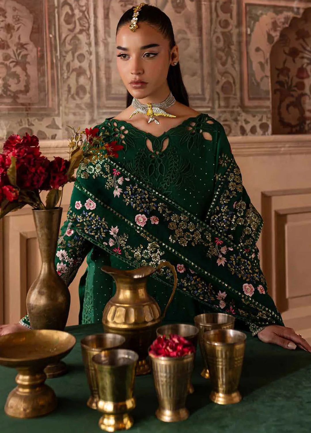 Nureh Embroidered Silk Suits Unstitched 3 Piece NU25NM NE-138 - Formals Collection