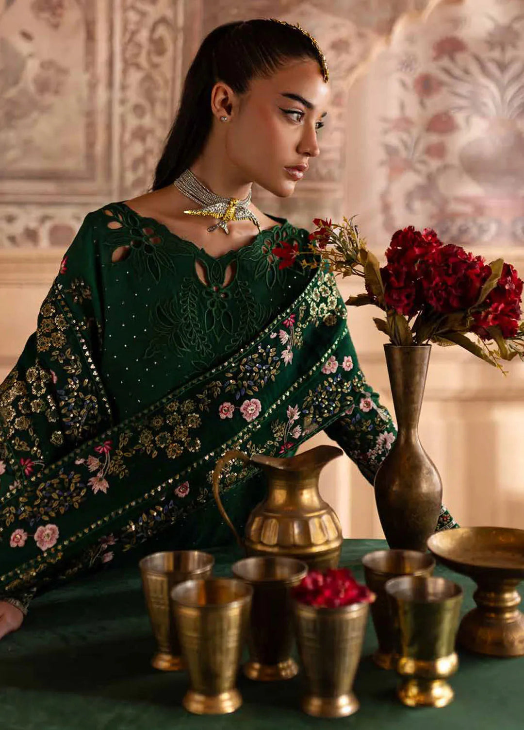 Nureh Embroidered Silk Suits Unstitched 3 Piece NU25NM NE-138 - Formals Collection