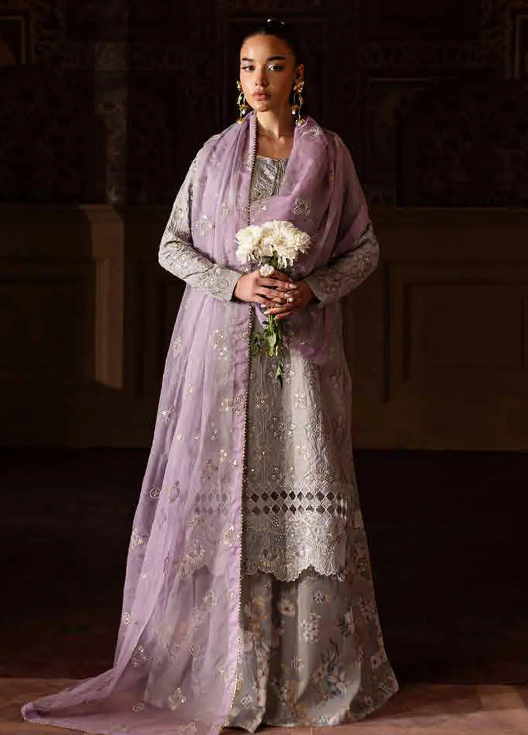 Nureh Embroidered Silk Suits Unstitched 3 Piece NU25NM NE-142 - Formals Collection