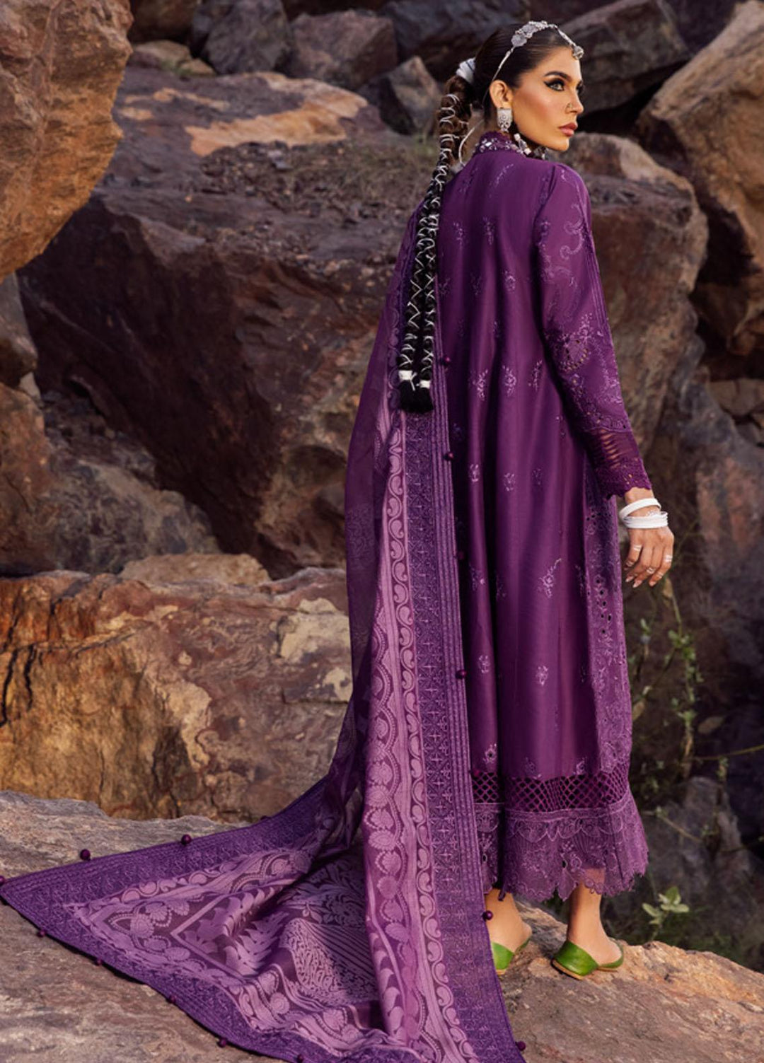 Nureh Embroidered Lawn Suits Unstitched 3 Piece NU23EL NSL-09 - Luxury Festive Collection