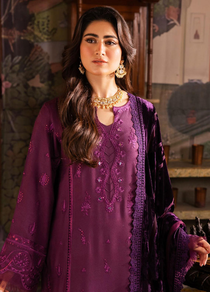 Nureh Embroidered Leather Peach Suits Unstitched 3 Piece NU23ELW NE-61 - Winter Collection