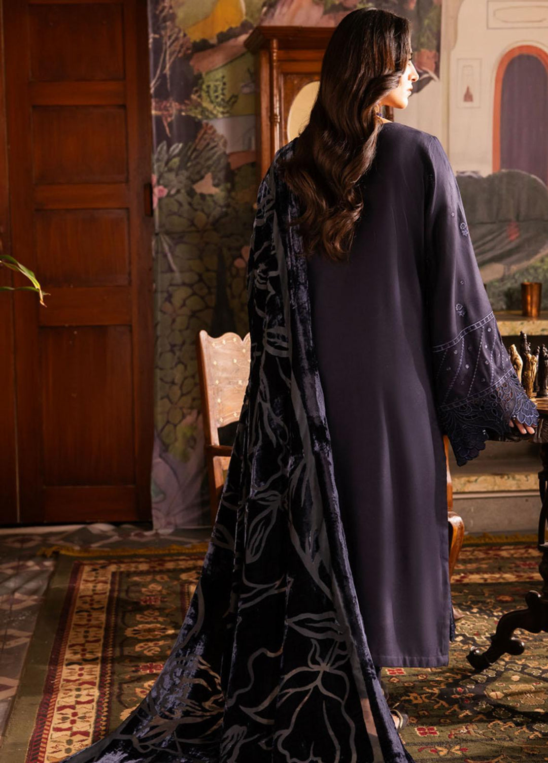 Nureh Embroidered Leather Peach Suits Unstitched 3 Piece NU23ELW NE-65 - Winter Collection