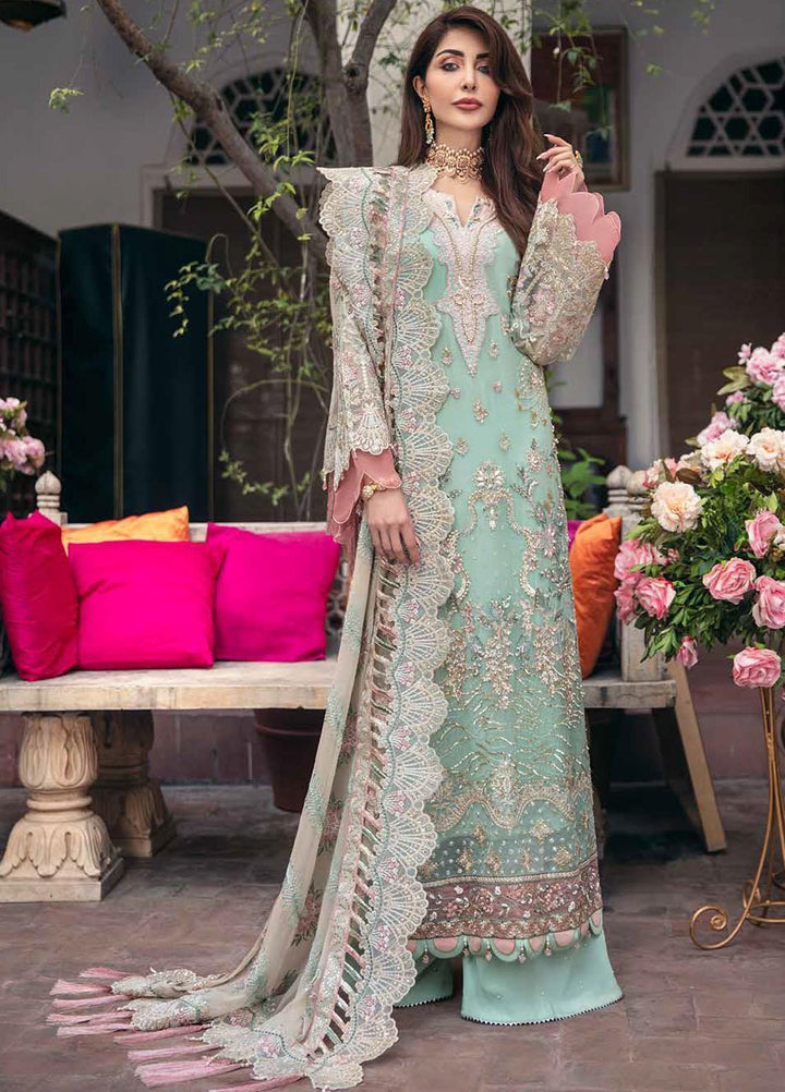 Nureh Embroidered Chiffon Suits Unstitched 3 Piece NU21JM NL-22 Hena - Luxury Formals Collection