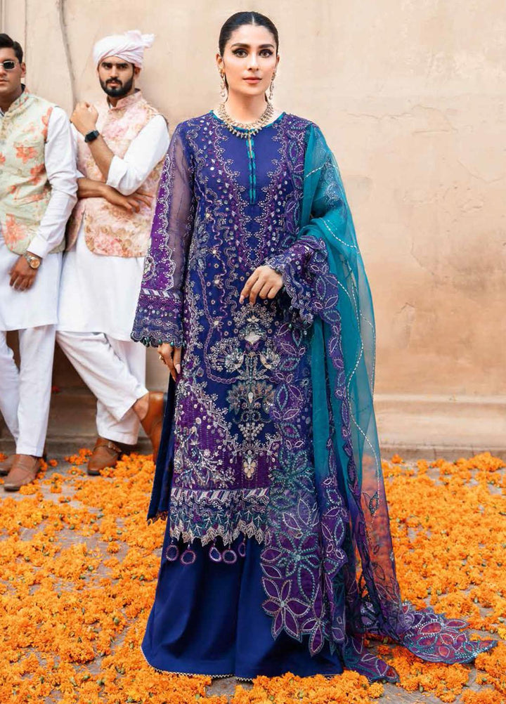 Jhoomro By Nureh Embroidered Organza Suits Unstitched 4 Piece NU22JH NL-38 Neelum - Luxury Wedding Collection