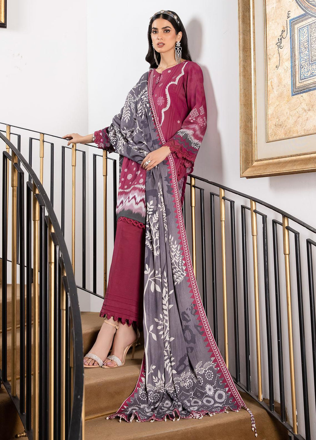 Signature Prints By Nureh Printed Khaddar Suits Unstitched 3 Piece NU22PK SP-34 - Winter Collection
