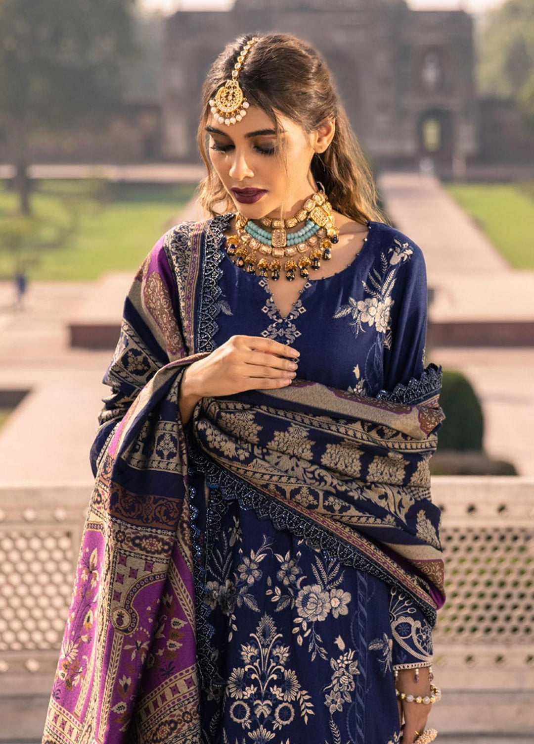 Nureh Embroidered Leather Peach Suits Unstitched 3 Piece NU21LP NE-12 ROSHNI - Winter Collection