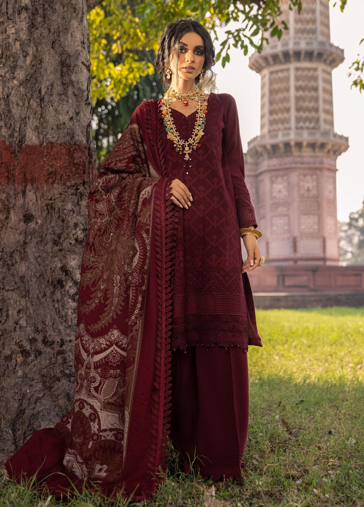 Nureh Embroidered Leather Peach Suits Unstitched 3 Piece NU21LP NE-14 SHALIMAR - Winter Collection