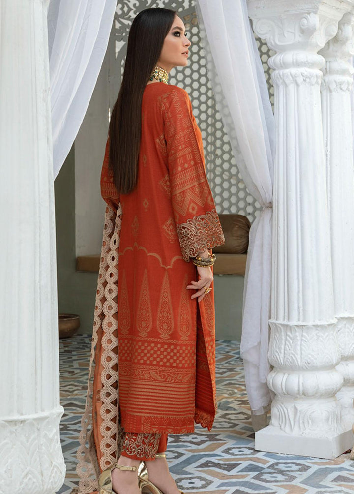 Nureh Embroidered Leather Peach Suits Unstitched 3 Piece NU21EJ NJ-18 Aurora - Winter Collection