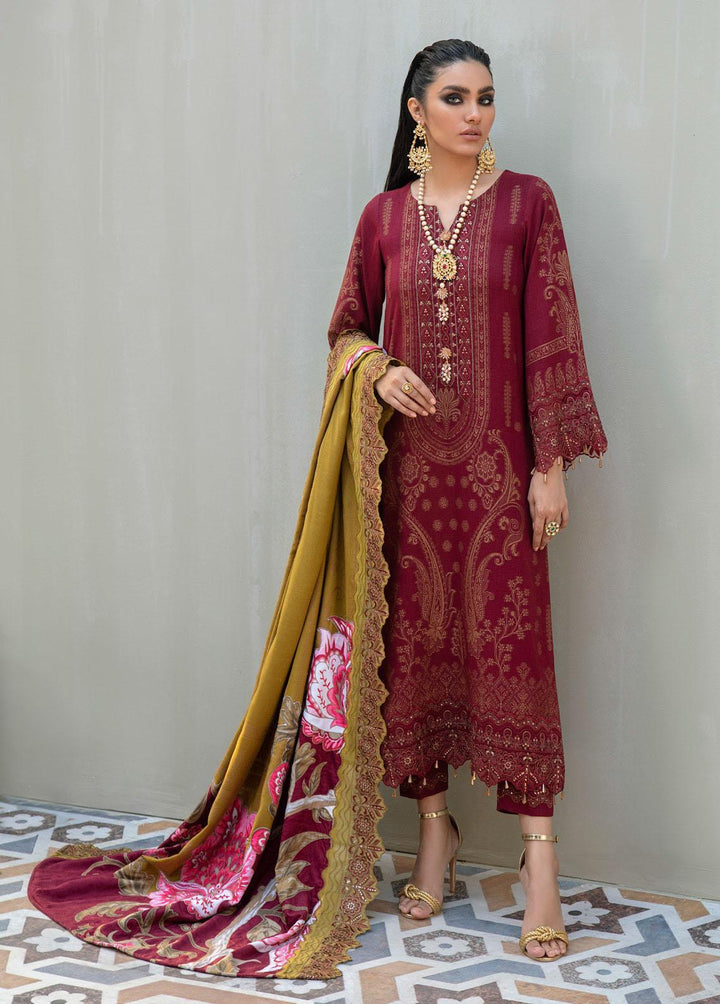 Nureh Embroidered Leather Peach Suits Unstitched 3 Piece NU21EJ NJ-21 Misty Vale - Winter Collection