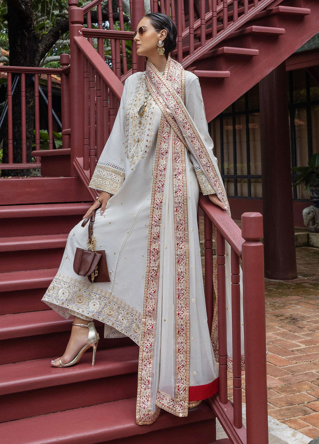 Nuvera by Mushq Hemline Embroidered Raw Silk Suits Unstitched 3 Piece MQ25NF D-01 Elnaz - Festive Collection