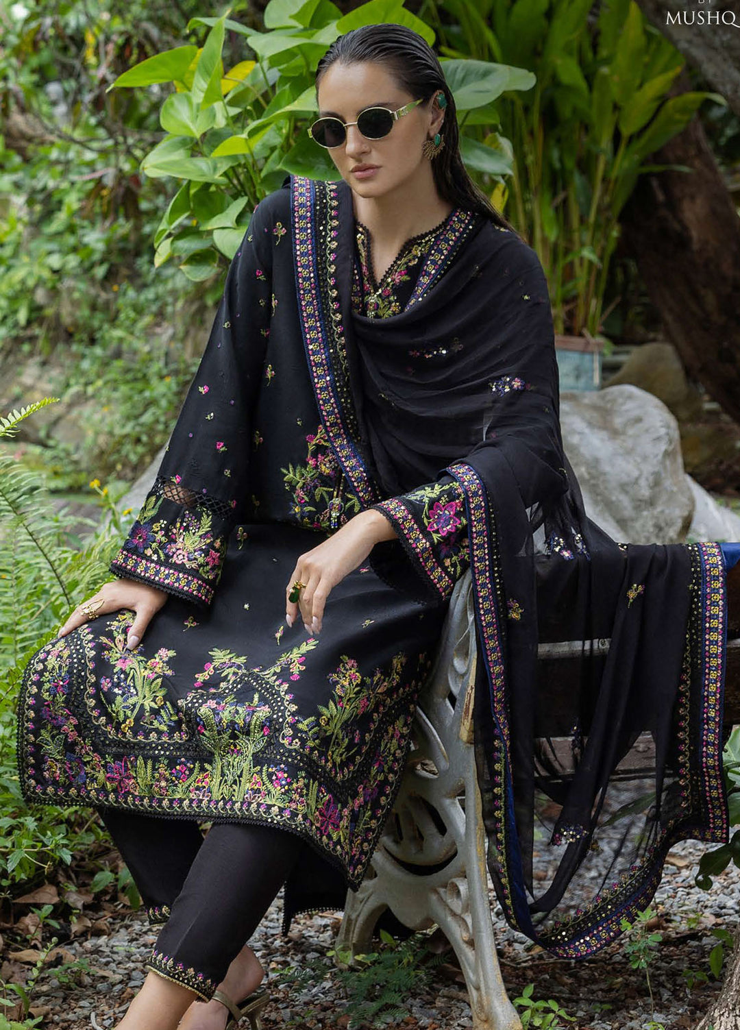 Nuvera by Mushq Hemline Embroidered Raw Silk Suits Unstitched 3 Piece MQ25NF D-03 Oynxa - Festive Collection