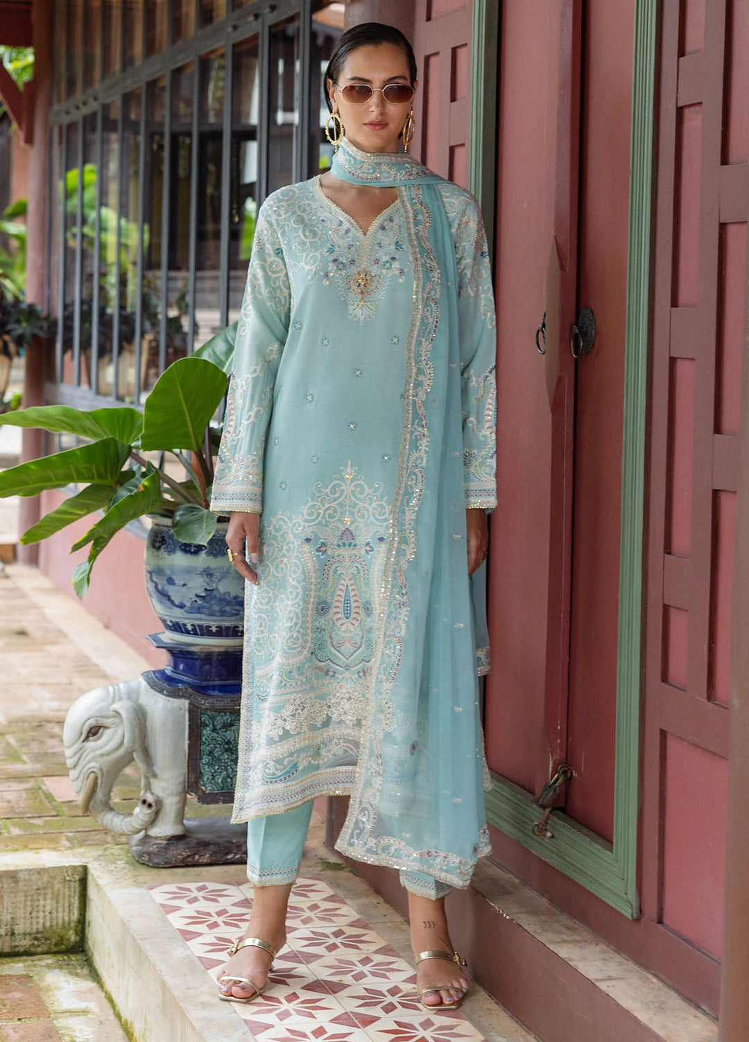 Nuvera by Mushq Hemline Embroidered Raw Silk Suits Unstitched 3 Piece MQ25NF D-06 Freyelle - Festive Collection