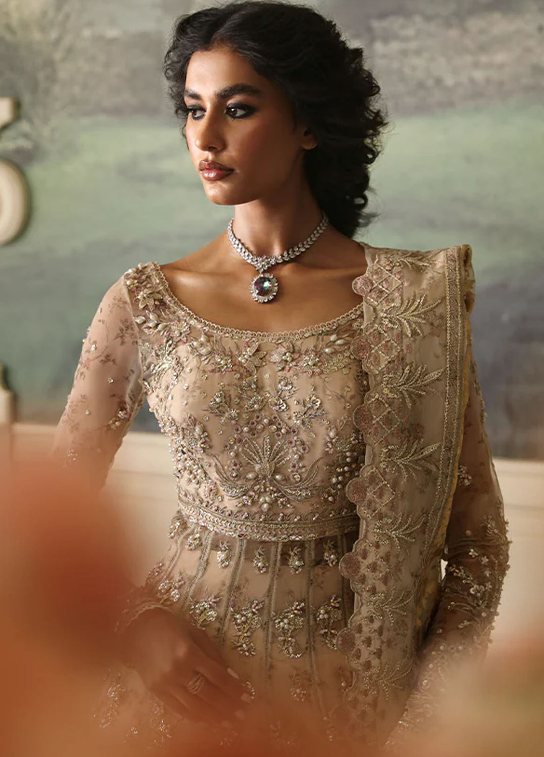 Nyra Pret Embroidered Organza 3 Piece Suit Dahlia