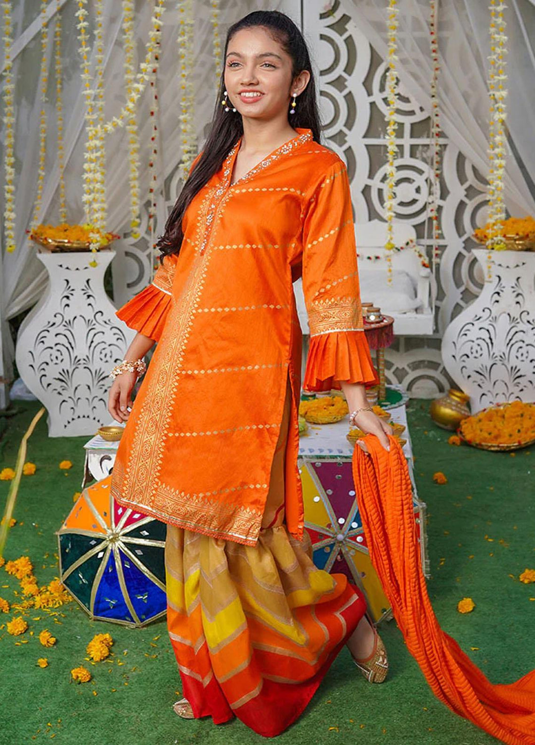 Ochre Cotton Fancy 3 Piece for Girls -  OFW 530