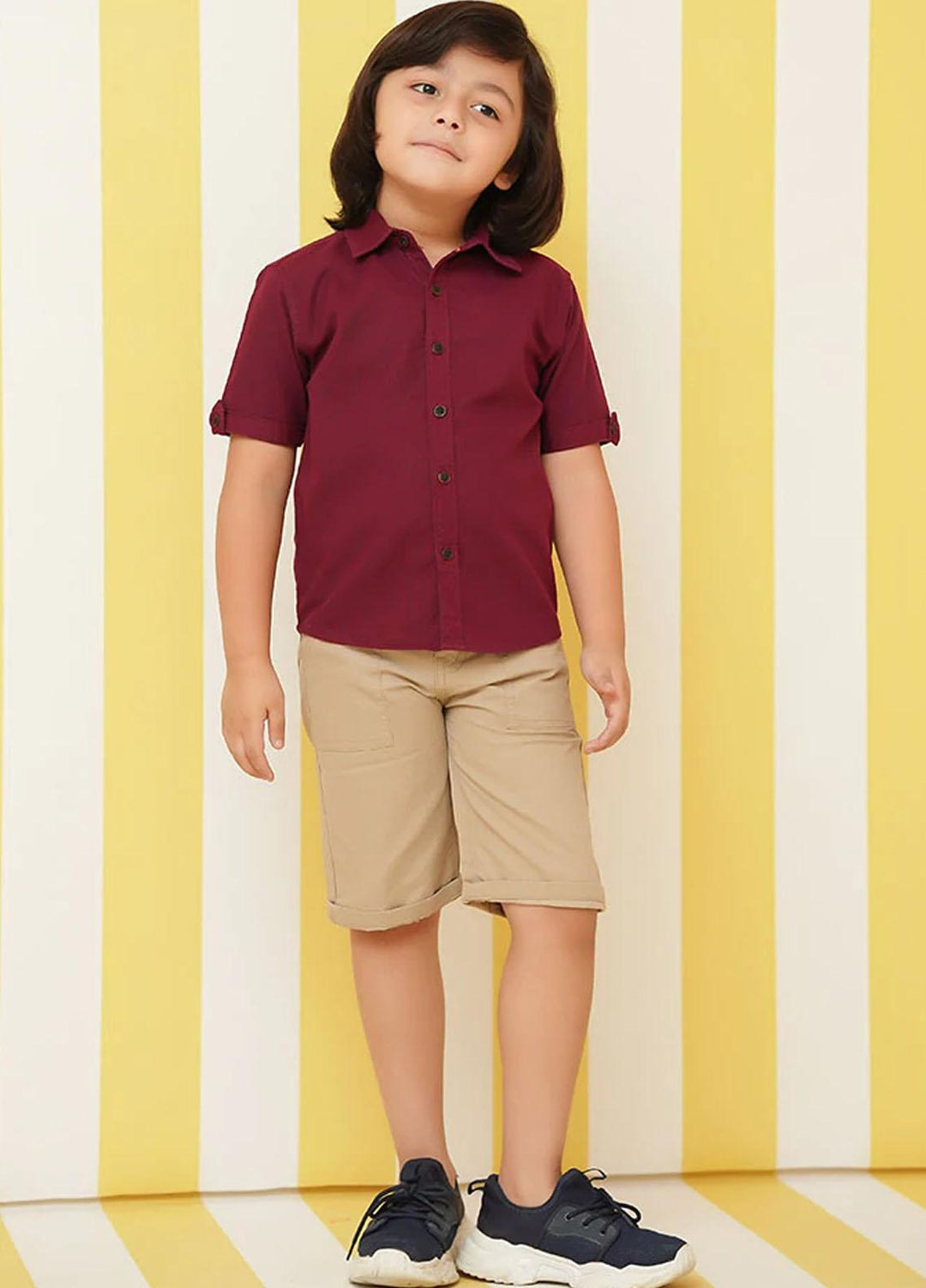 Ochre Cotton Fancy Shirt for Boys -  OBS 57