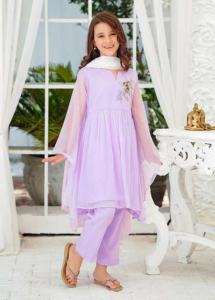 Ochre Chiffon Fancy 3 Piece Suit for Girls -  OFW-FC-03/523