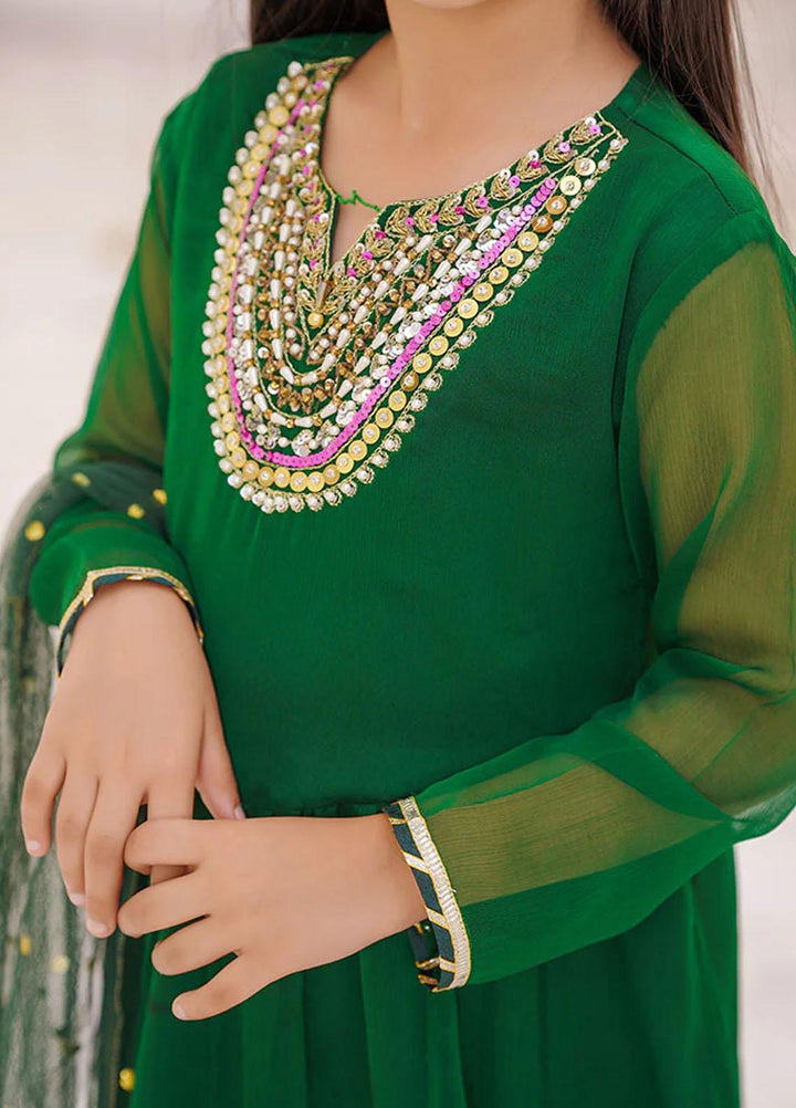 Ochre Chiffon Fancy 3 Piece Suit for Girls -  OFW-AC-13/541