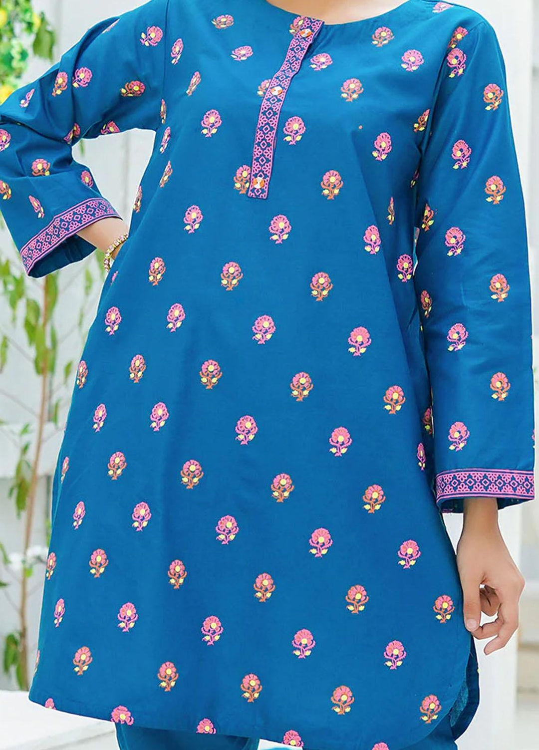 Ochre Cotton Fancy 2 Piece Suit for Girls -  OFW-COR-04