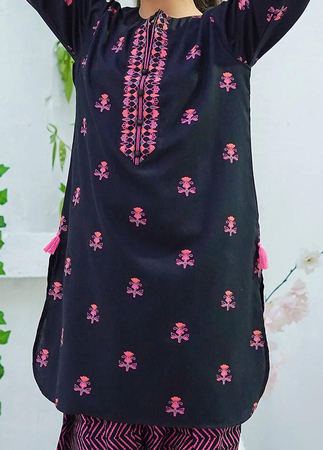 Ochre Cotton Fancy 2 Piece Suit for Girls -  OFW-COR-03